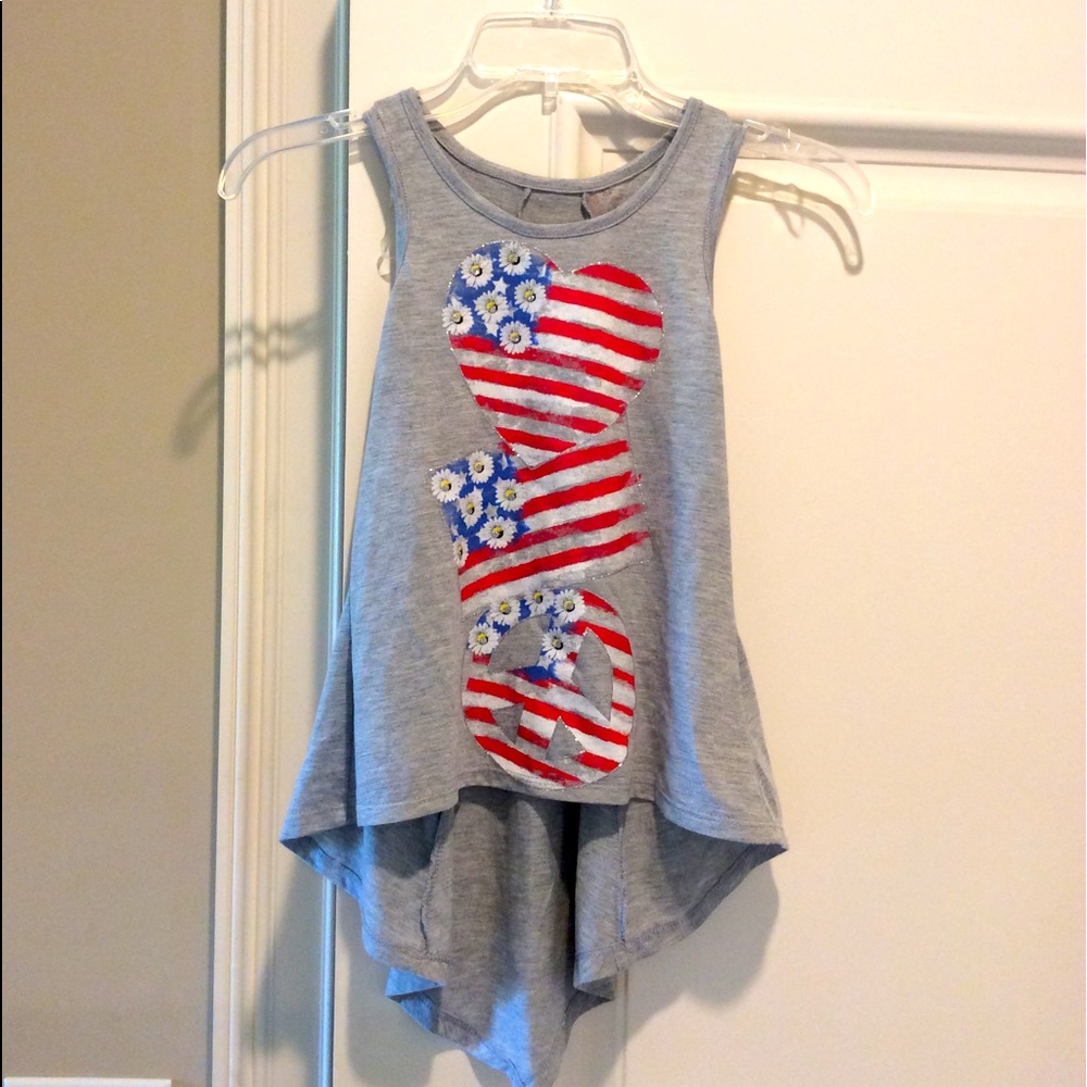 Gray Tank Stars Stripe American Shirt NWT Girls S